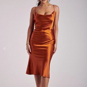 Meshki - Tabitha - Cowl Neck Midi Dress - Burnt Orange - Small